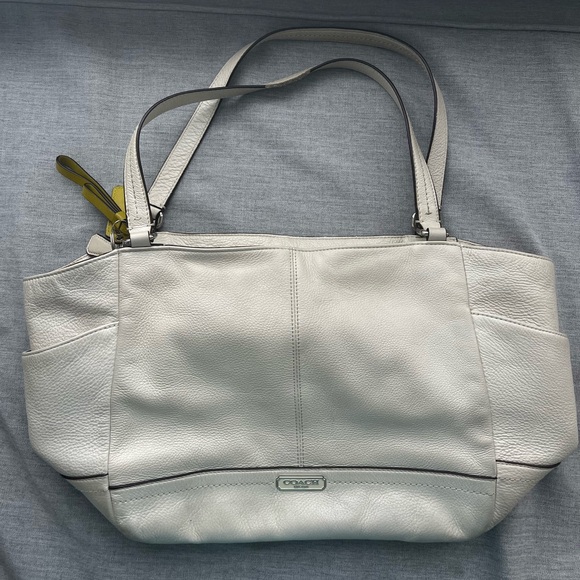 Coach Park Parchment Leather Satchel Carrie All Tote Bag - Picture 3 of 16